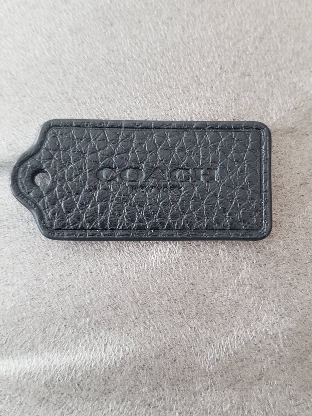 NEW- Coach Black Pebble Leather Bag Tag